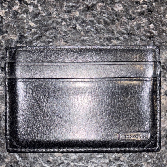 Coach Midnight Black Leather Card Holder - Picture 1 of 1